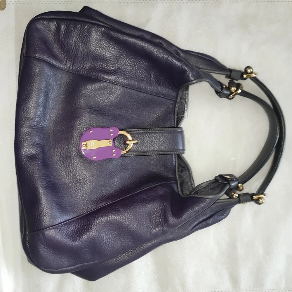 LOEWE Calle Purple Gray Trim Leather Hobo Bag - Picture 5 of 13